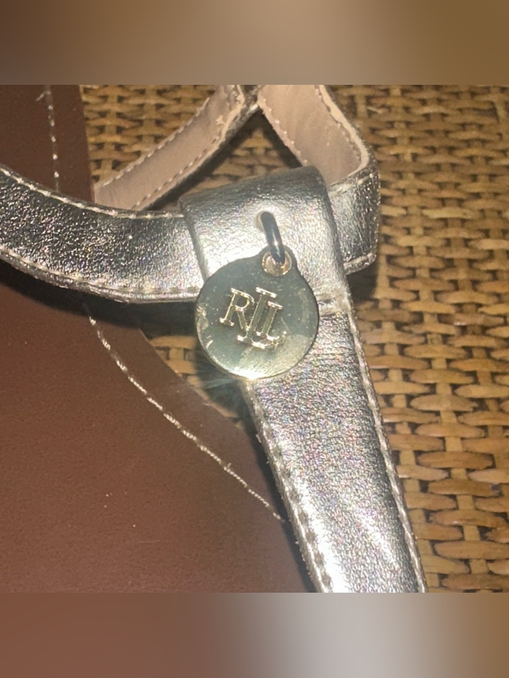 Lauren Ralph Lauren Thong Leather Sandals Womens Size 8 Gold Hardware Bohemian - Picture 4 of 10